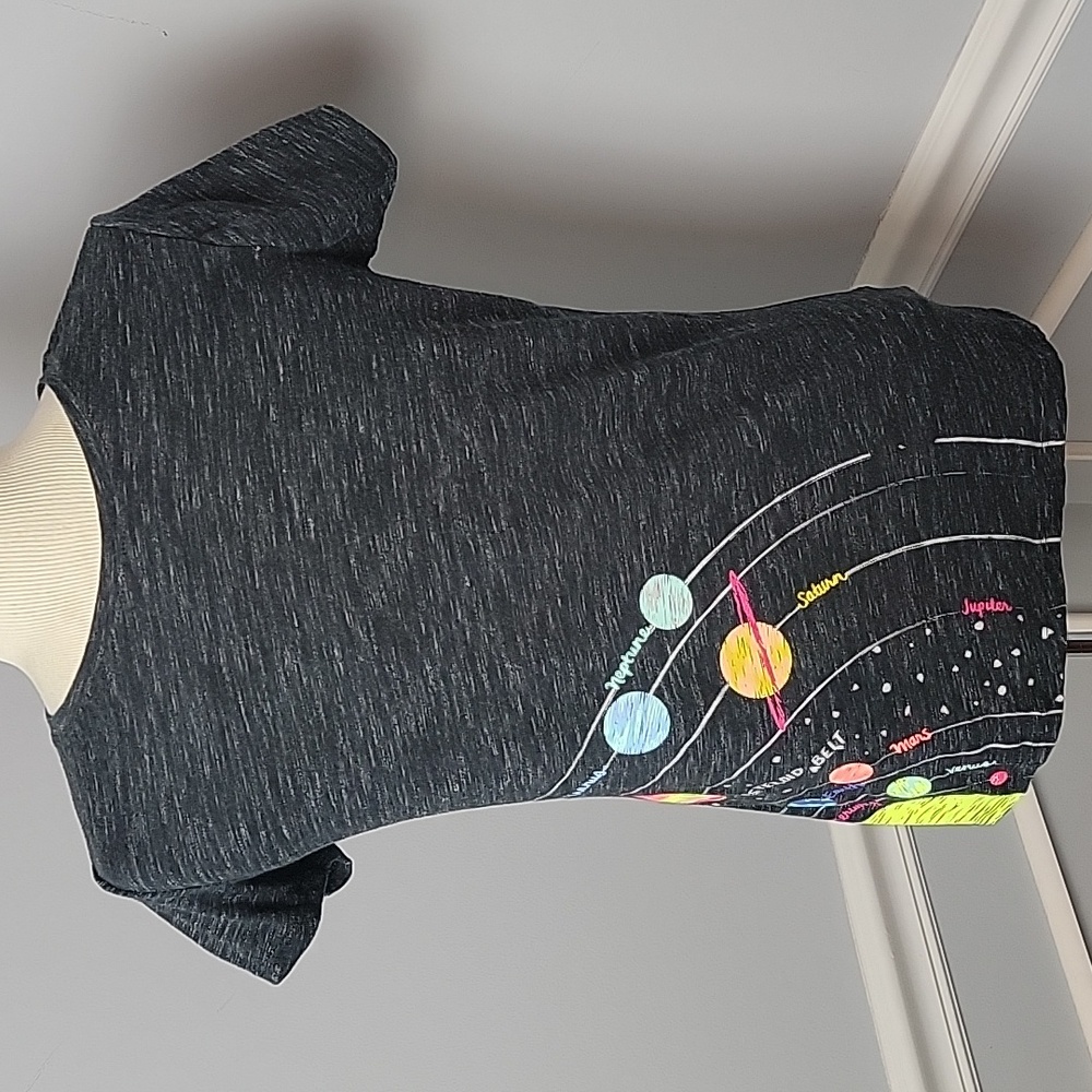 CAT & JACK Black Gray‎ Marled Solar System Colorful Graphic Short Sleeve T-Shirt